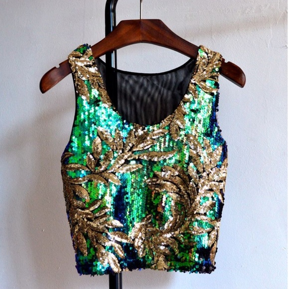 Sequin Tank Top Crop Top - Picture 4 of 8